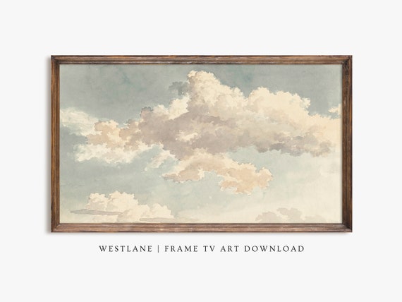 Frame Tv Vintage Cloud Sky Painting Farmhouse Decor Tv Art Tv13