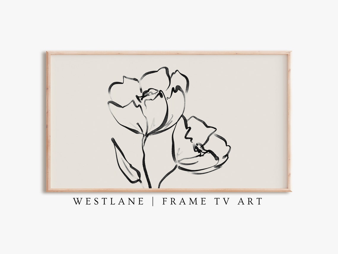 Neutral Spring Flowers Sketch, TV Art