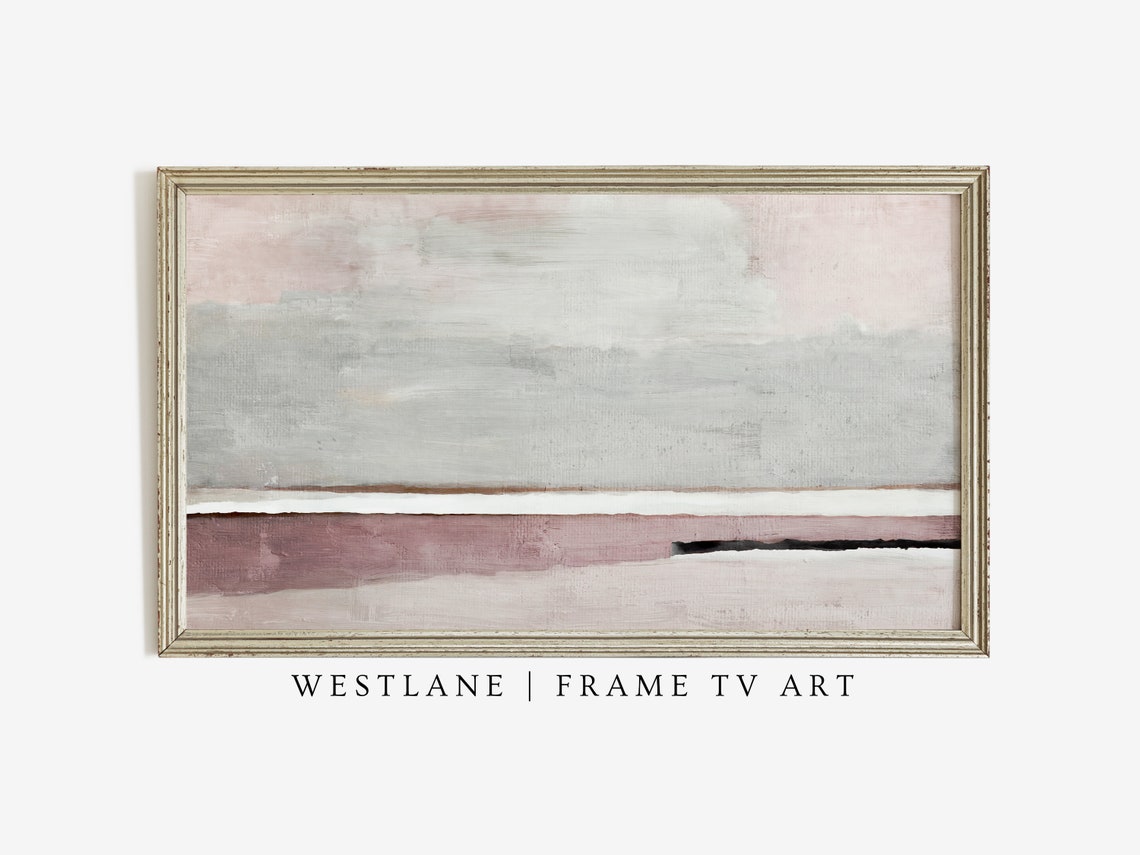 Pastel Abstract Seascape Painting Pink Grey Coastal Art Poster - Image 2