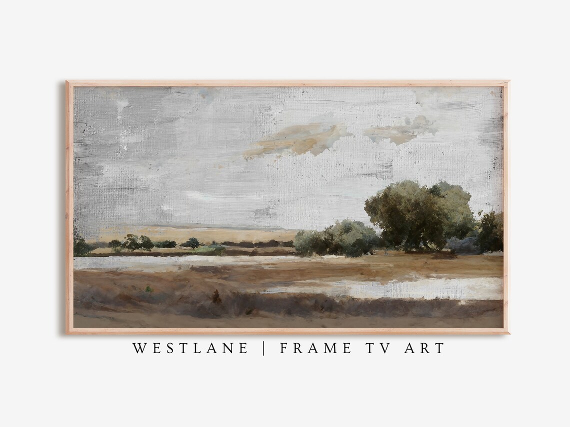Modern Country Painting Open Field Trees Farmhouse Decor Poster