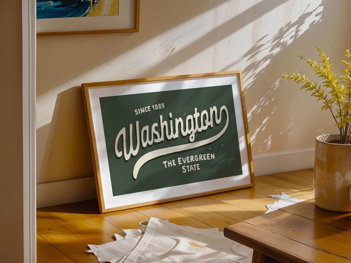 Retro Washington Travel Poster, Evergreen State Art Print - Image 2