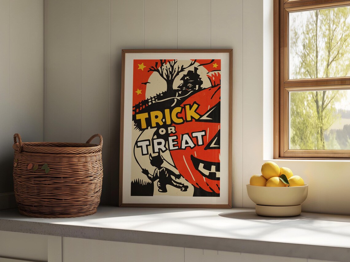 Halloween Retro Trick Or Treat Poster, Kitchen Decor - Image 2
