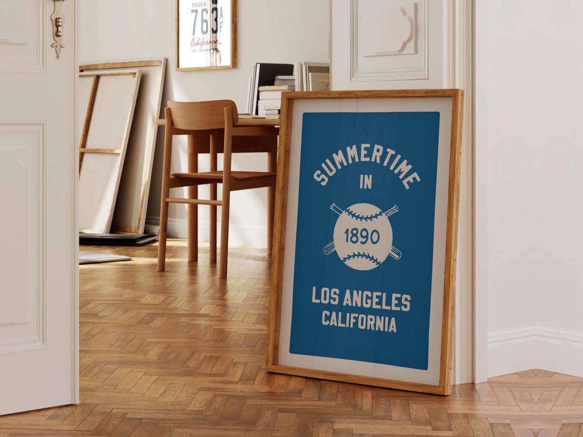 Retro Sports Team Print Los Angeles California Baseball Wall Art Baseball Team Poster Los Angeles Wall Decor Sports Party Gift For Friends - Image 2