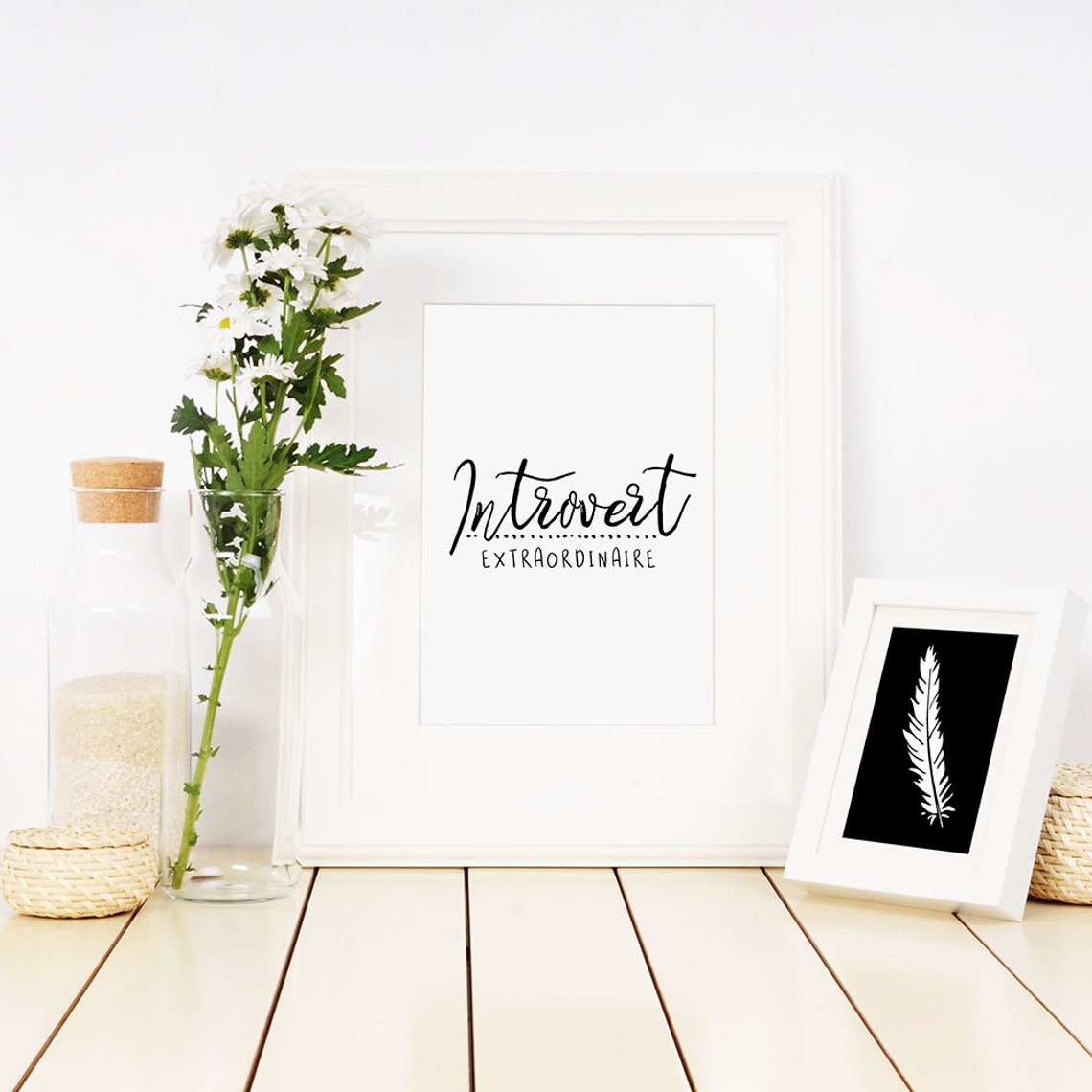 Introvert Extraordinaire Hand Lettered Script Funny Quote Poster - Image 2