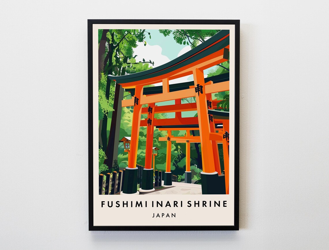 Fushimi Inari Shrine Kyoto Vermilion Torii Gates Japan Travel Poster