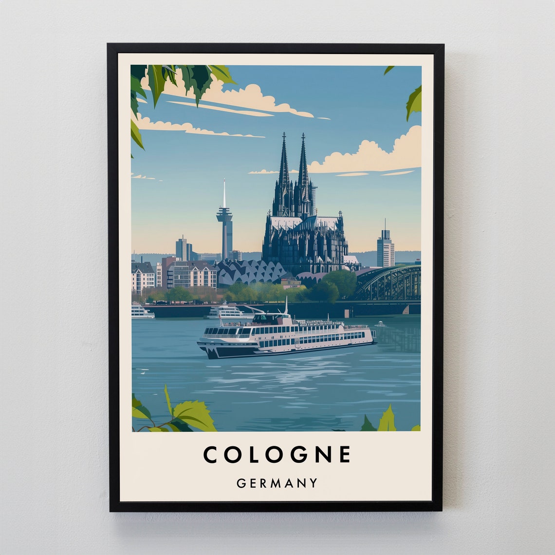 Cologne Germany Gothic Cathedral Rhine River Cruise Travel Poster