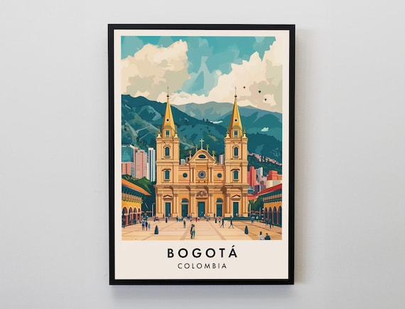 Bogota Colombia Twin Tower Cathedral Andes Plaza Travel Poster