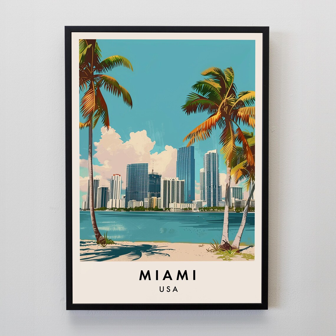 Miami Travel Poster, Florida USA Wall Art