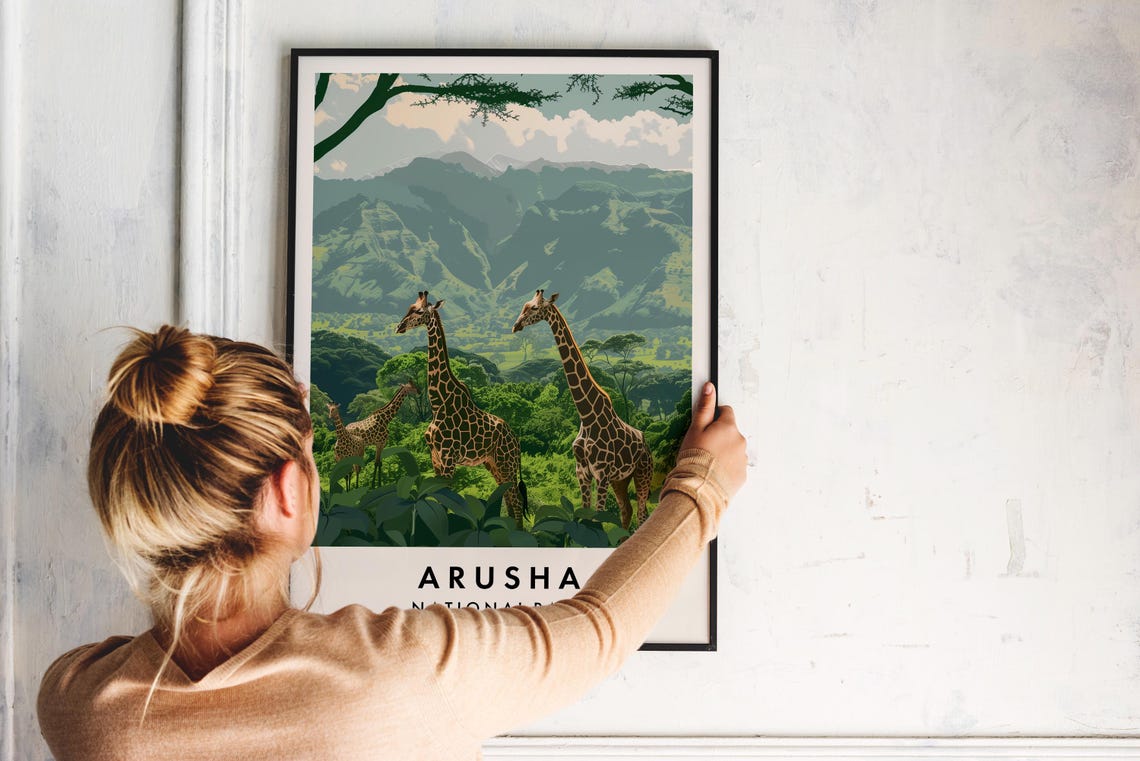 Arusha National Park Travel Print Wall Art Arusha Poster Tanzania Travel Print Travel Lovers Home Decor Wall Art City Travel Poster Gifts - Image 2