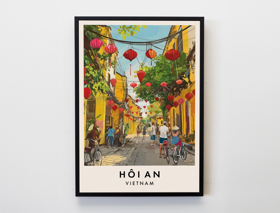 Hoi An Vietnam Lantern Street Old Town Night Travel Art Poster