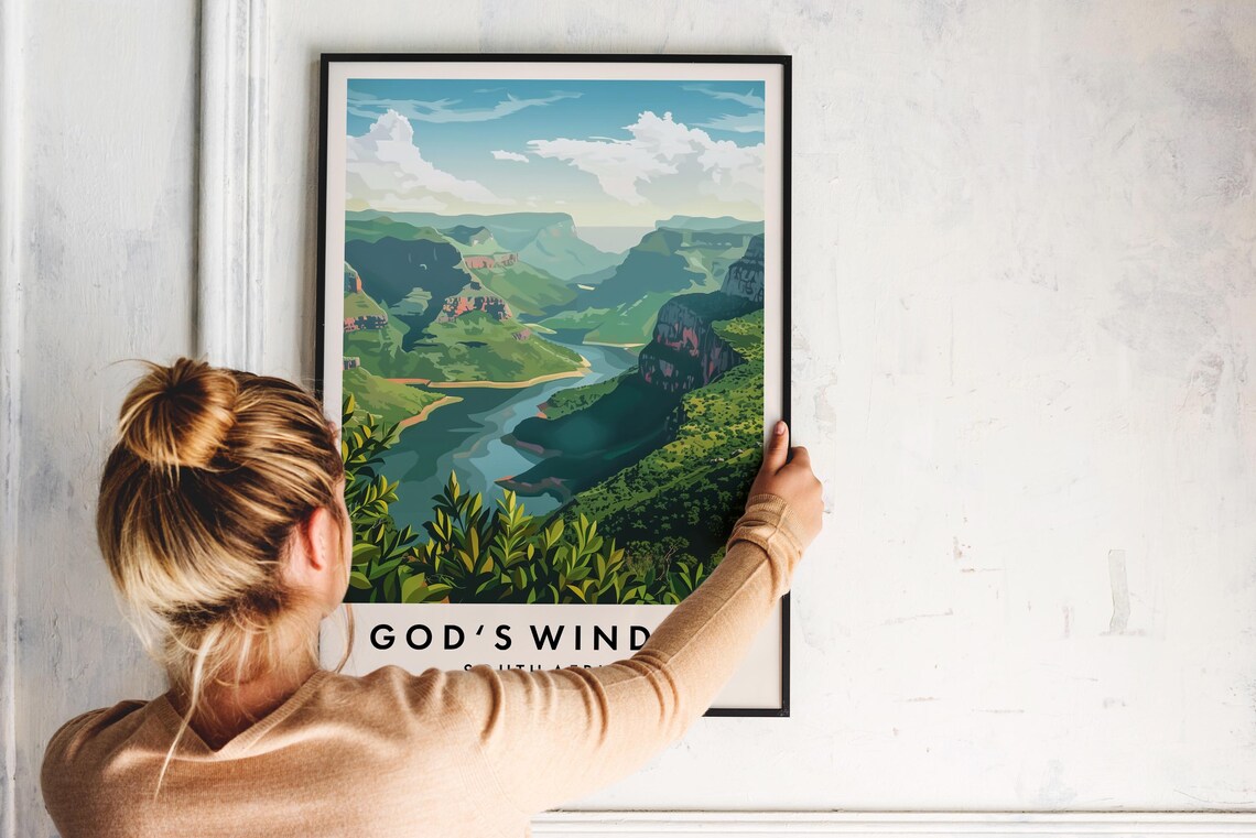 God's Window South Africa Lush Canyon Valley Overlook Travel Poster - Image 2