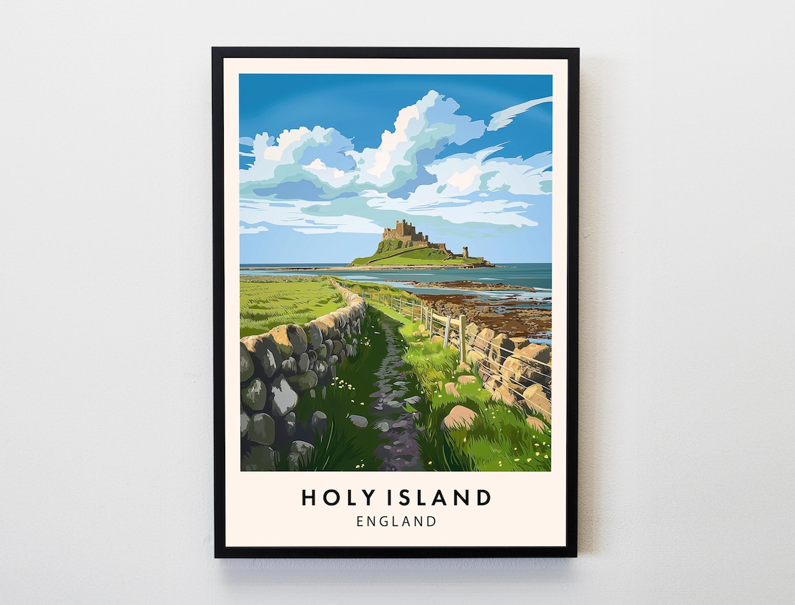 Holy Island Travel Poster, Lindisfarne Decor
