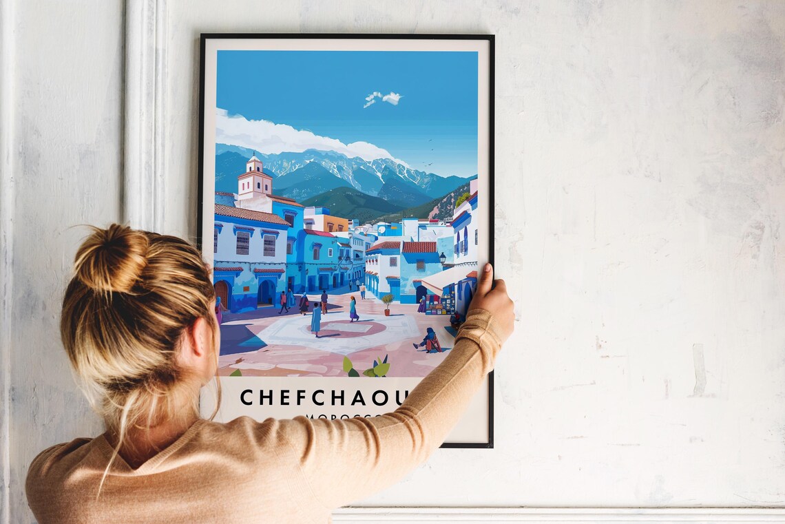 Chefchaouen Morocco Blue City Rif Mountain Streets Travel Poster - Image 2
