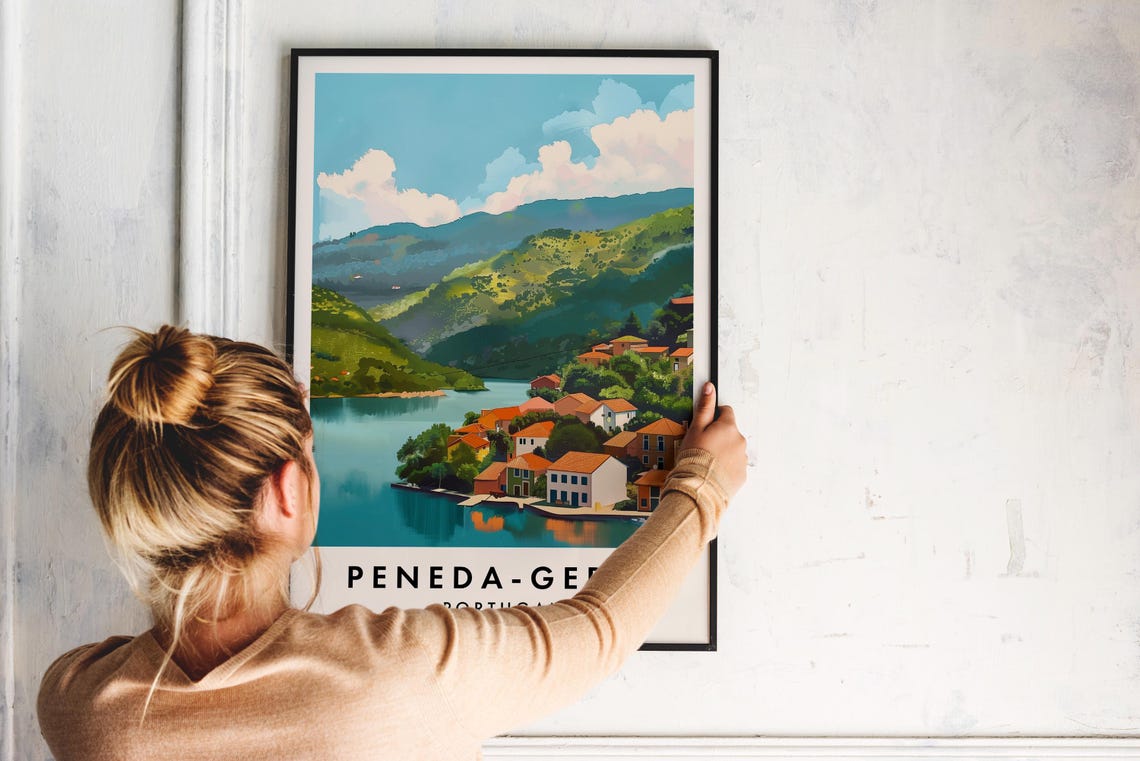 Peneda-Gerês Lakeside Village In Green Hills Portugal Poster - Image 2