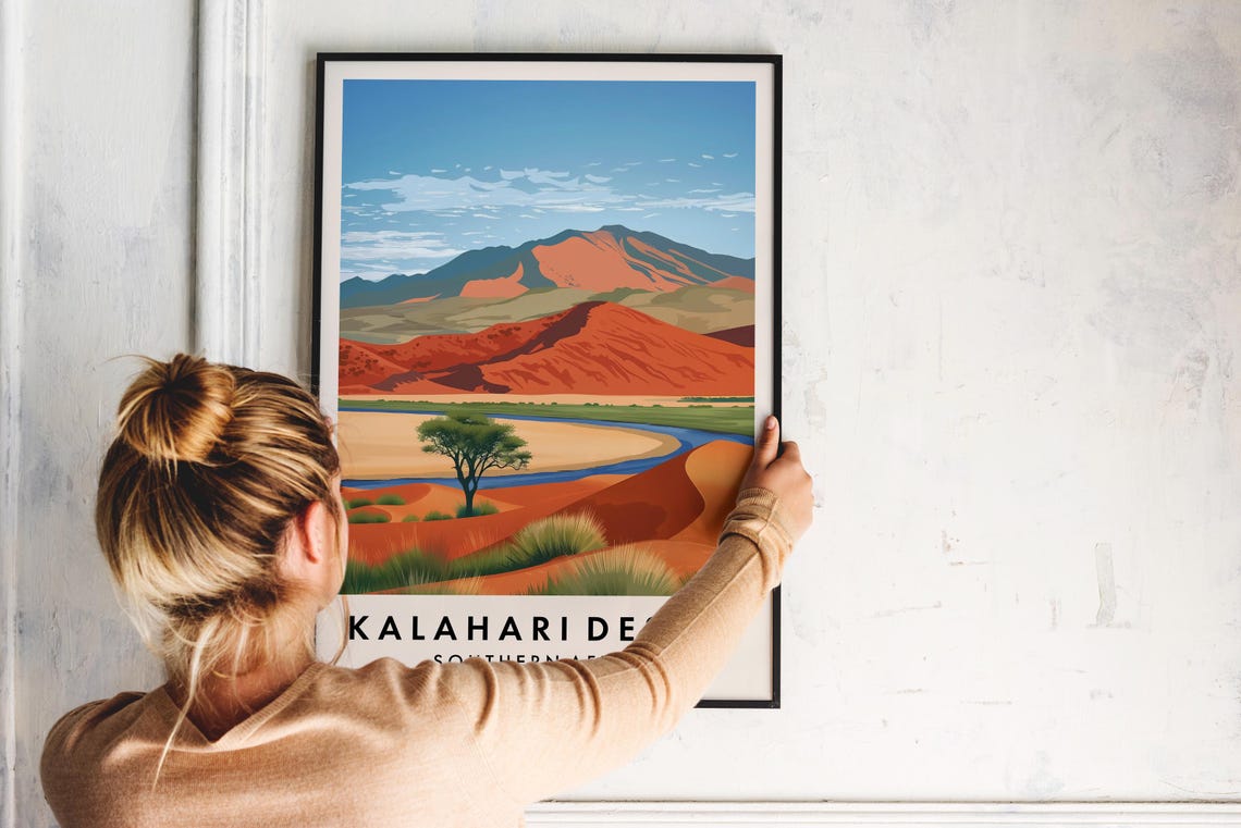 Kalahari Desert Travel Print Wall Art Kalahari Desert Southern Africa Travel Print Travel Lovers Home Decor Wall Art City Travel Poster - Image 2