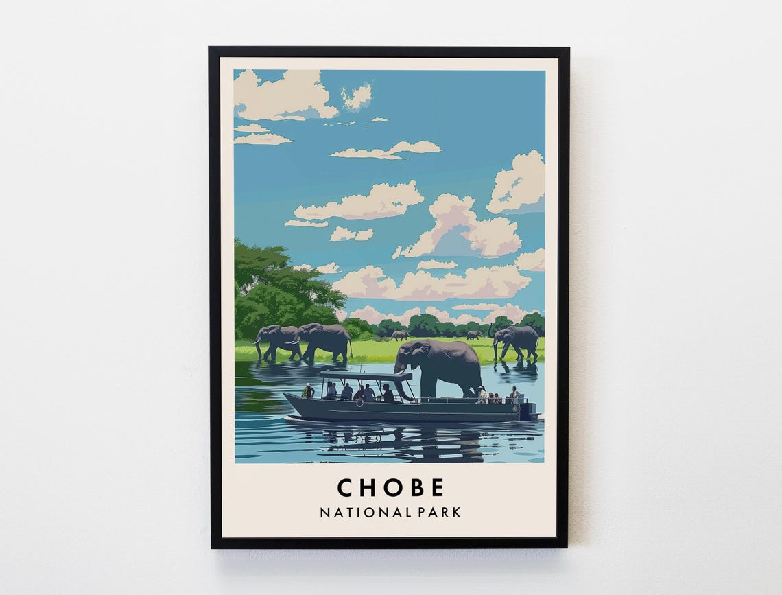 Chobe National Park Travel Print Chobe Wall Poster Botswana Africa Travel Print Travel Lovers Home Decor Wall Art City Travel Poster Gift