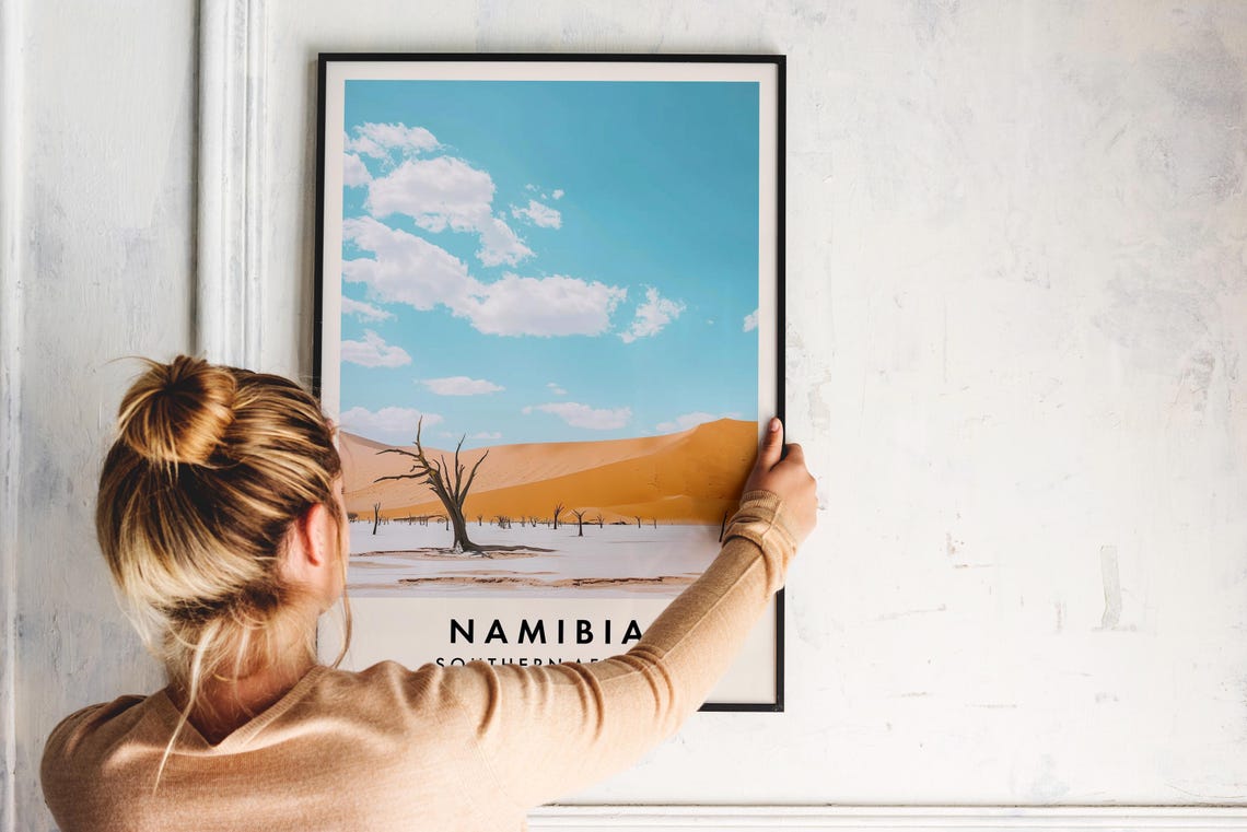 Namibia Deadvlei White Clay Pan Orange Sand Dunes Travel Poster - Image 2