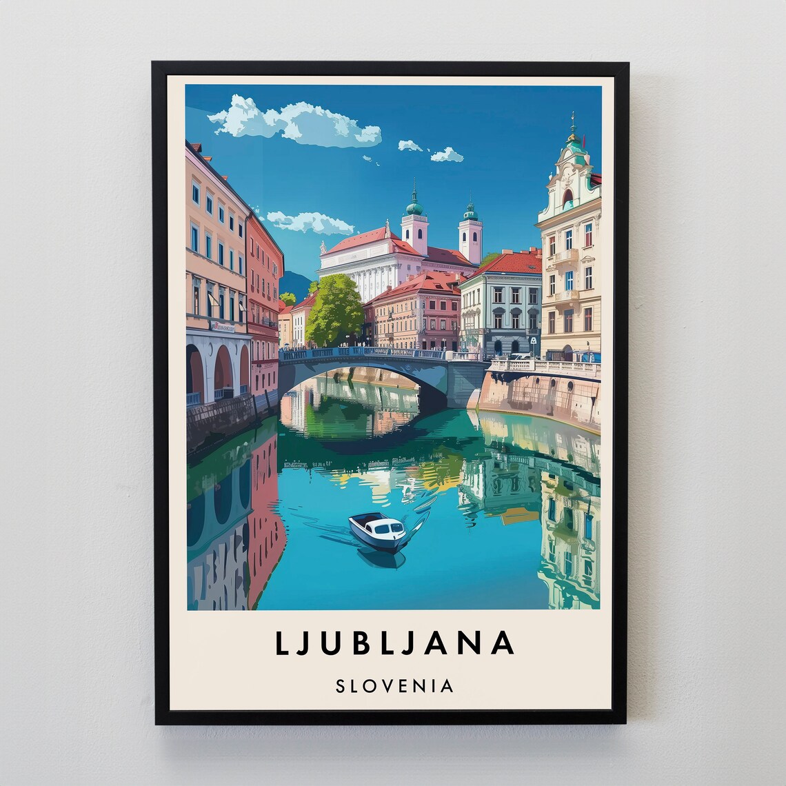 Ljubljana Travel Poster, Europe City Art
