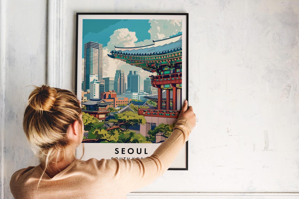 Seoul Travel Print Wall Art Seoul Seoul Print Seoul Poster Seoul Gift Art Korea Travel Art Korea Gift - Image 2