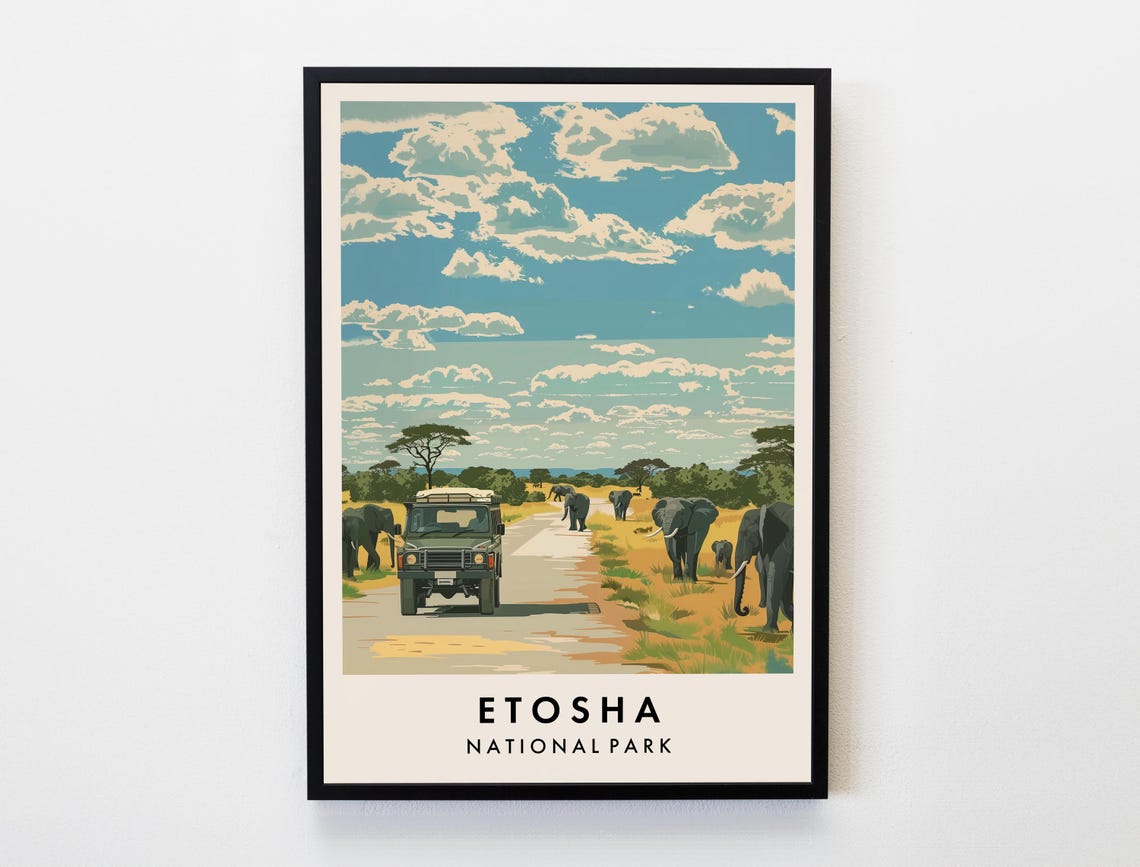 Etosha National Park Travel Print Wall Art Etosha Poster Namibia Travel Print Travel Lovers Home Decor Wall Art City Travel Poster Gifts