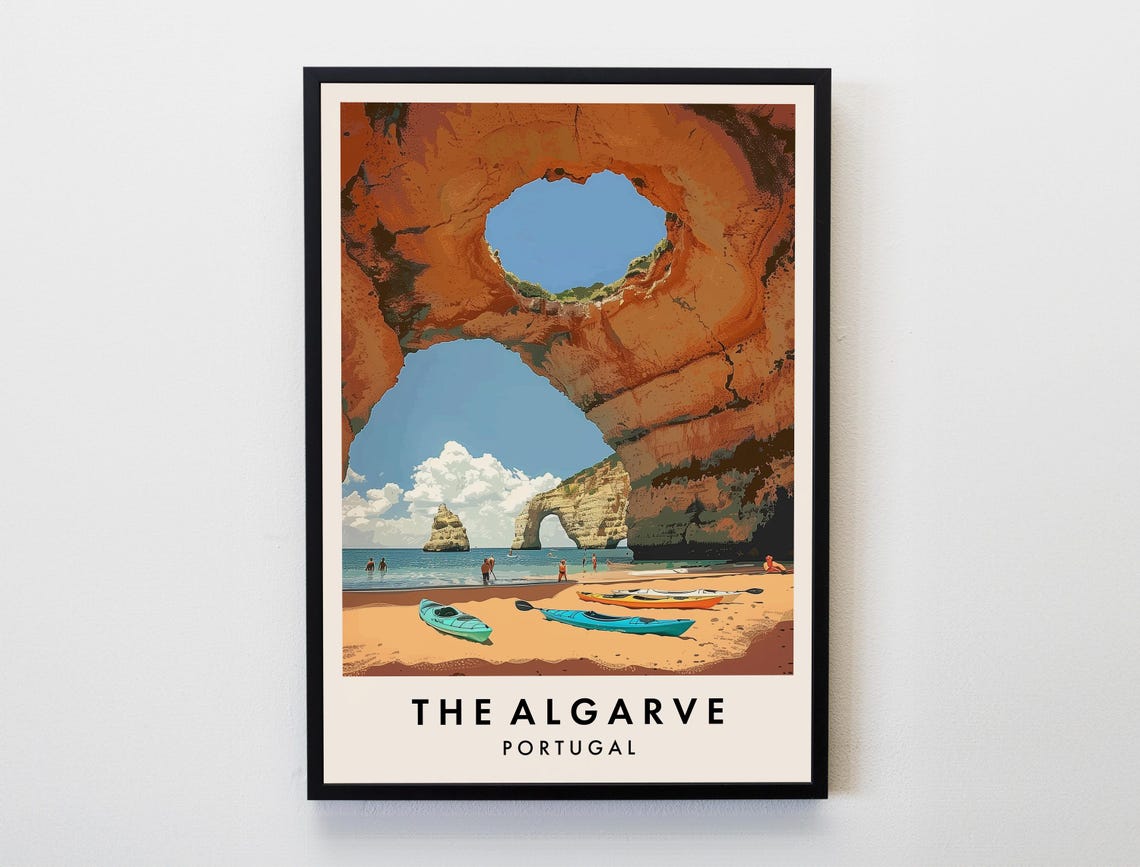 The Algarve Travel Print Wall Art Algarve Poster Portugal Travel Print Travel Lovers Home Decor Wall Art City Travel Poster Gifts