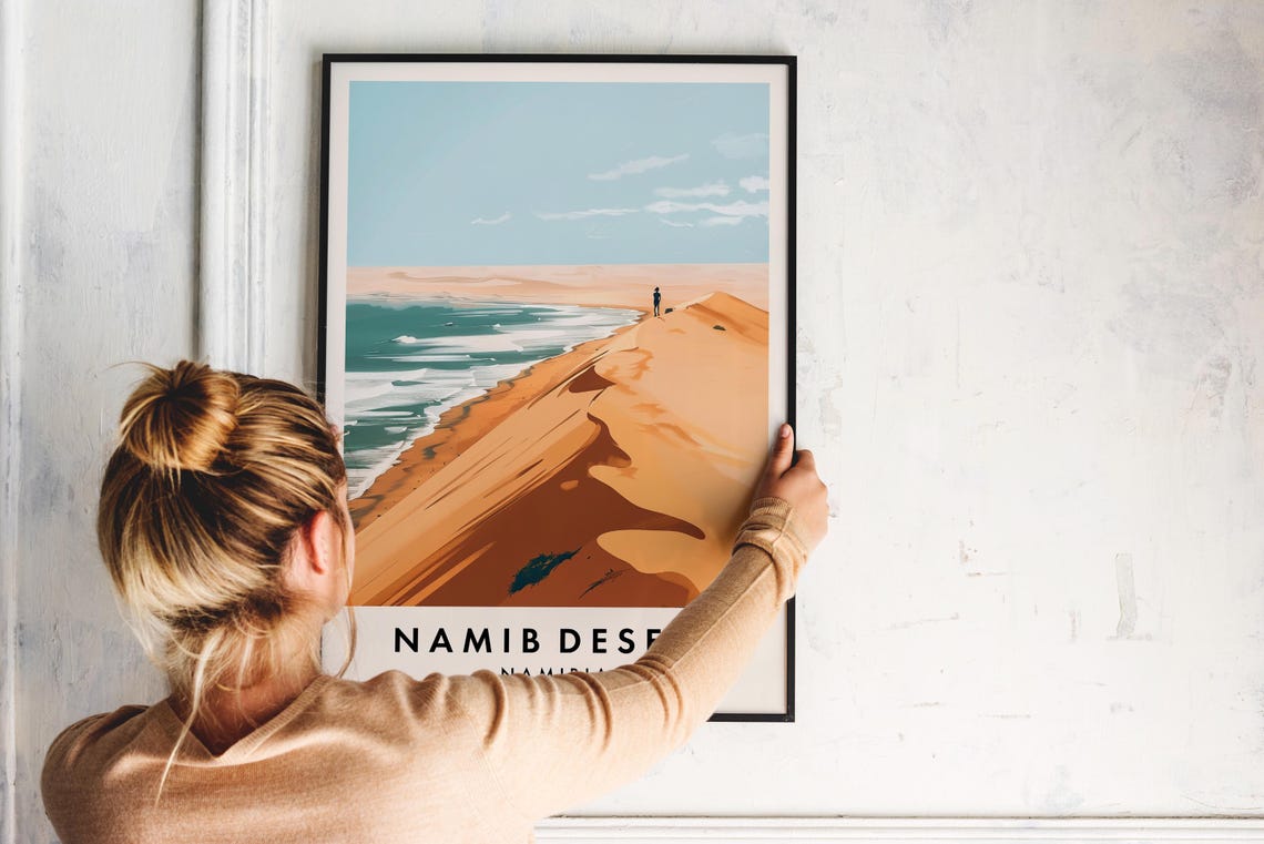 Namib Desert Namibia Ocean Dunes Lone Traveler Coastal Poster - Image 2