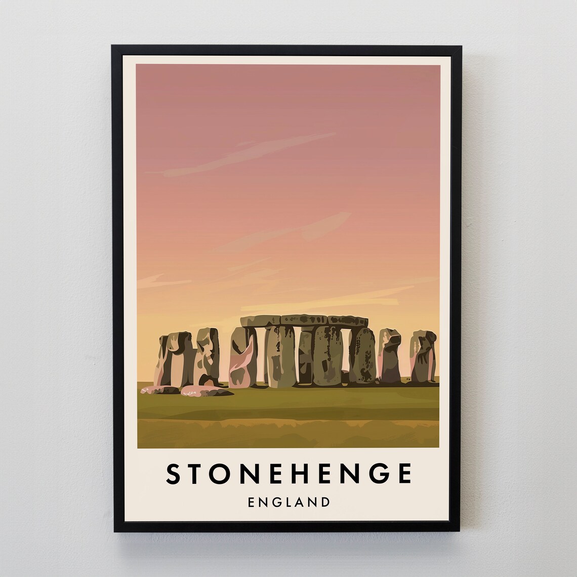 Stonehenge Travel Poster, England Wall Art Print