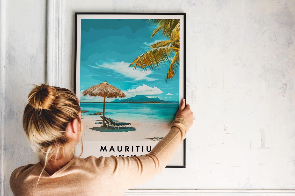 Mauritius East Africa Tropical Beach Vintage Travel Art Poster - Image 2