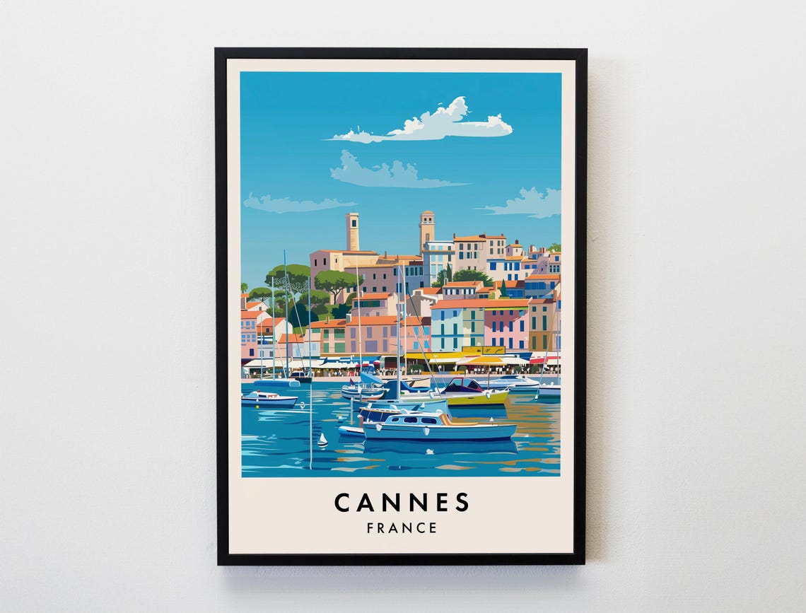 Cannes Travel Print Wall Art Cannes Cannes Poster France Travel Print Travel Lovers Home Decor Wall Art City Travel Poster Gifts