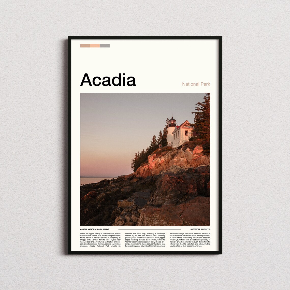 Acadia National Park Maine Lighthouse Rocky Coast Dusk Photography Poster