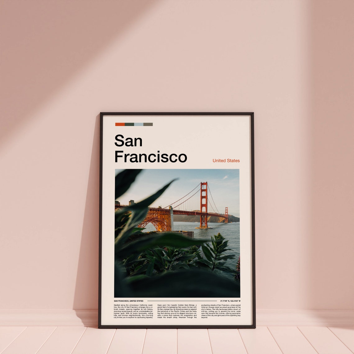 San Francisco Golden Gate Bridge Foliage Framed Photo View Poster - Image 4