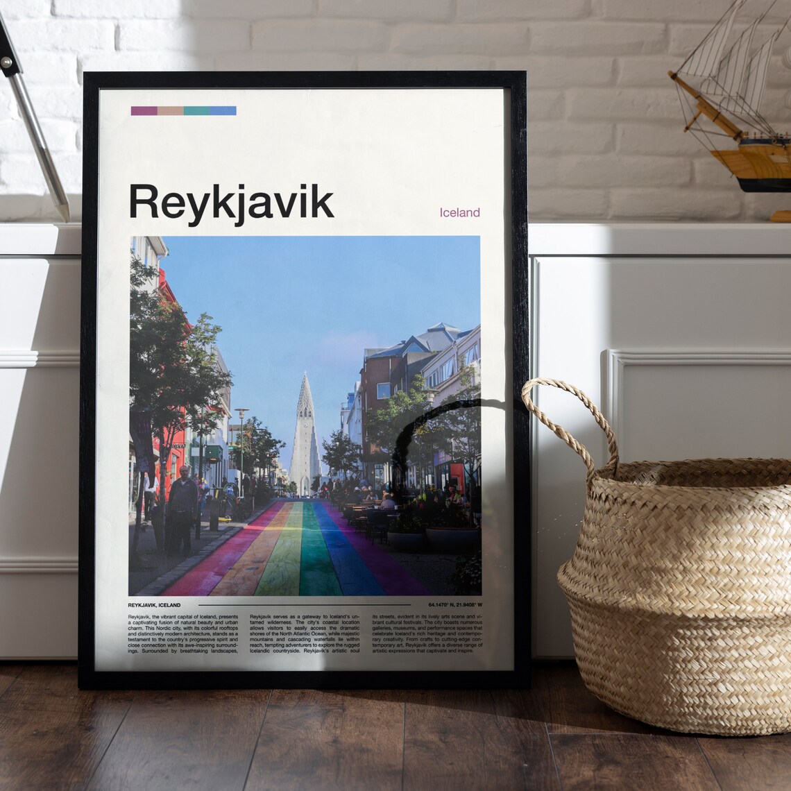 Reykjavik Iceland Rainbow Street Hallgrimskirkja Church View Poster - Image 5