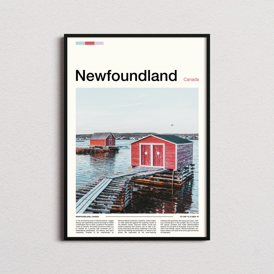 Newfoundland Canada Red Fishing Sheds Harbor Photo Poster Art