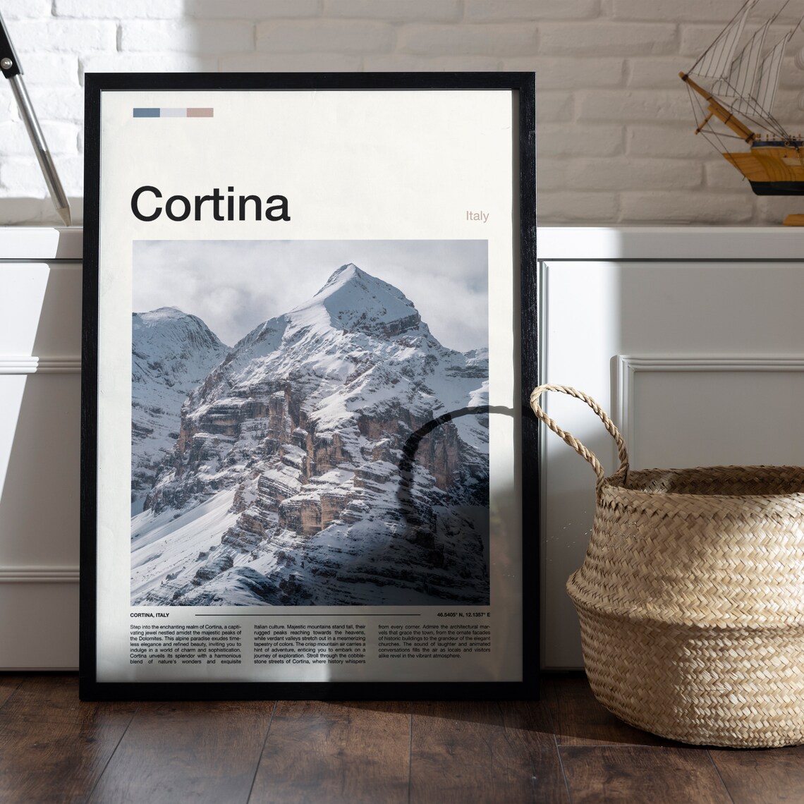 Cortina Italy Dolomites Snowy Alpine Peaks Winter Ski Poster - Image 4