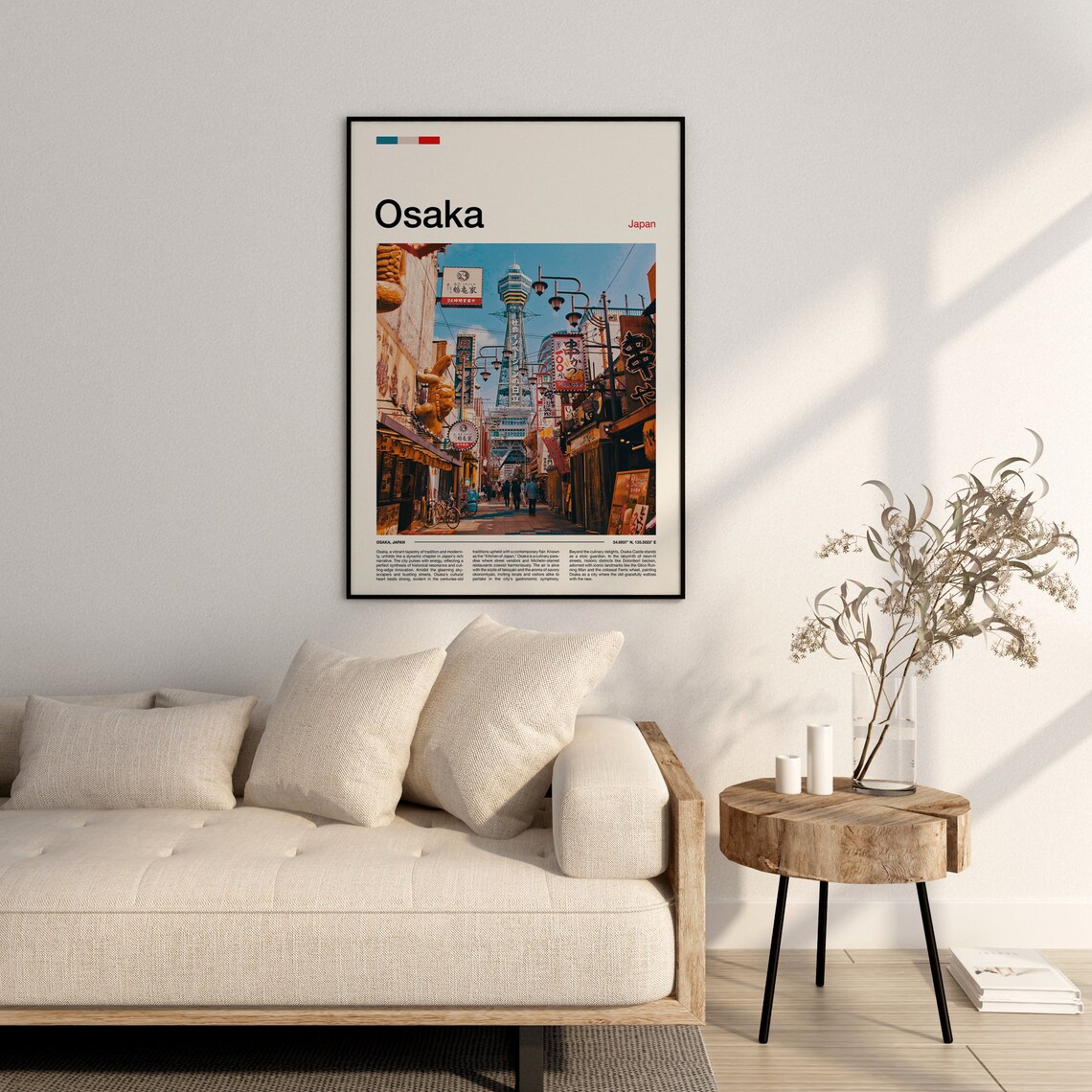 Osaka Japan Tsutenkaku Tower Neon Street Scene Travel Photo Poster - Image 2