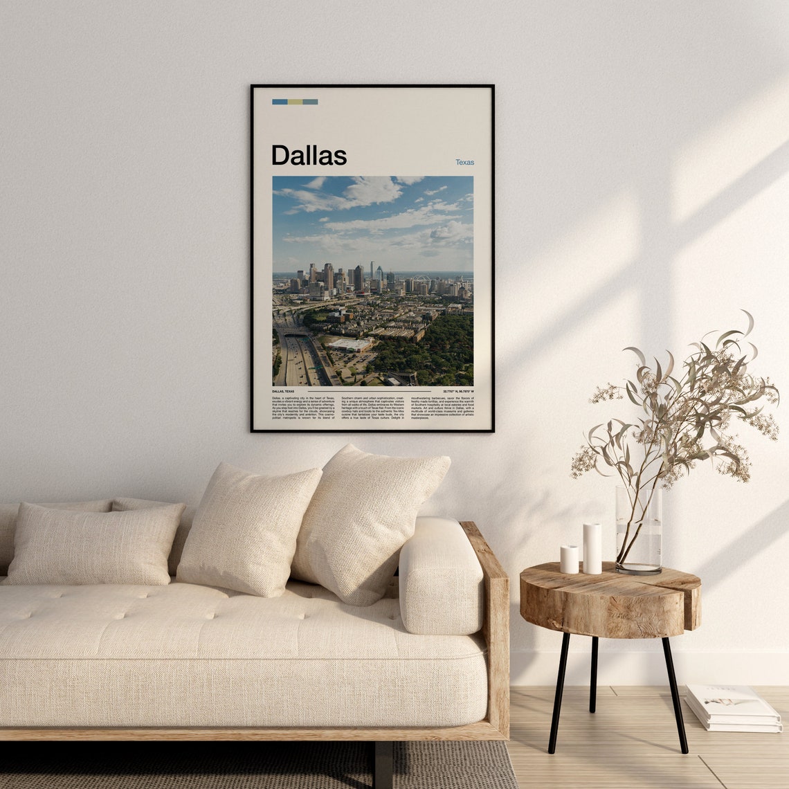 Dallas Texas Downtown Skyline Aerial Minimalist Photo Poster - Image 3