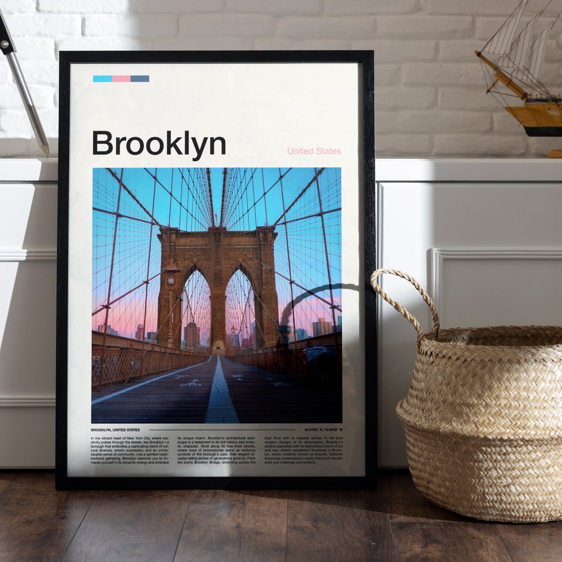 Brooklyn Bridge New York Iconic Walkway Sunset Arches Poster - Image 5
