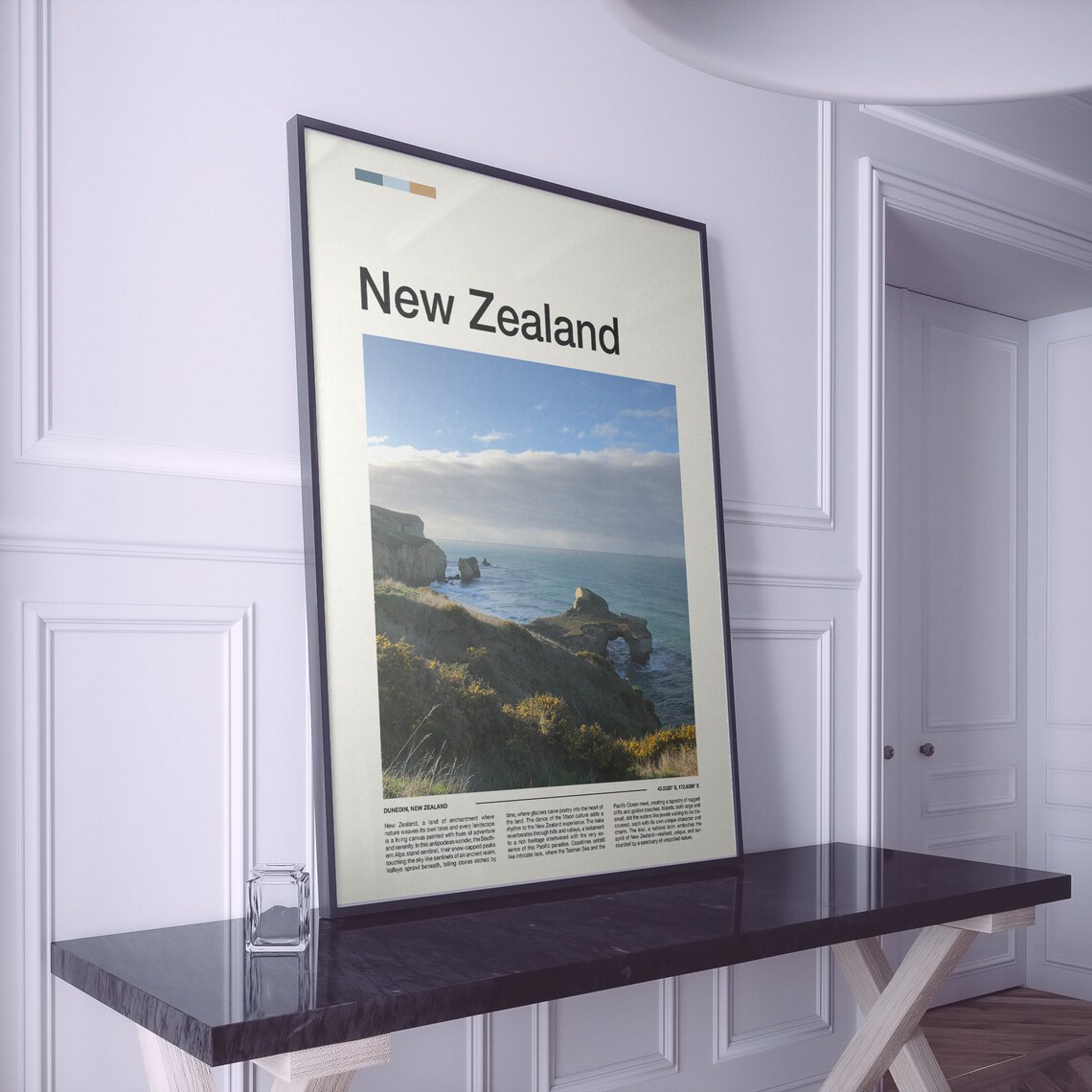 New Zealand Dunedin Rugged Coastline Cliffs Ocean Photography Poster - Image 2