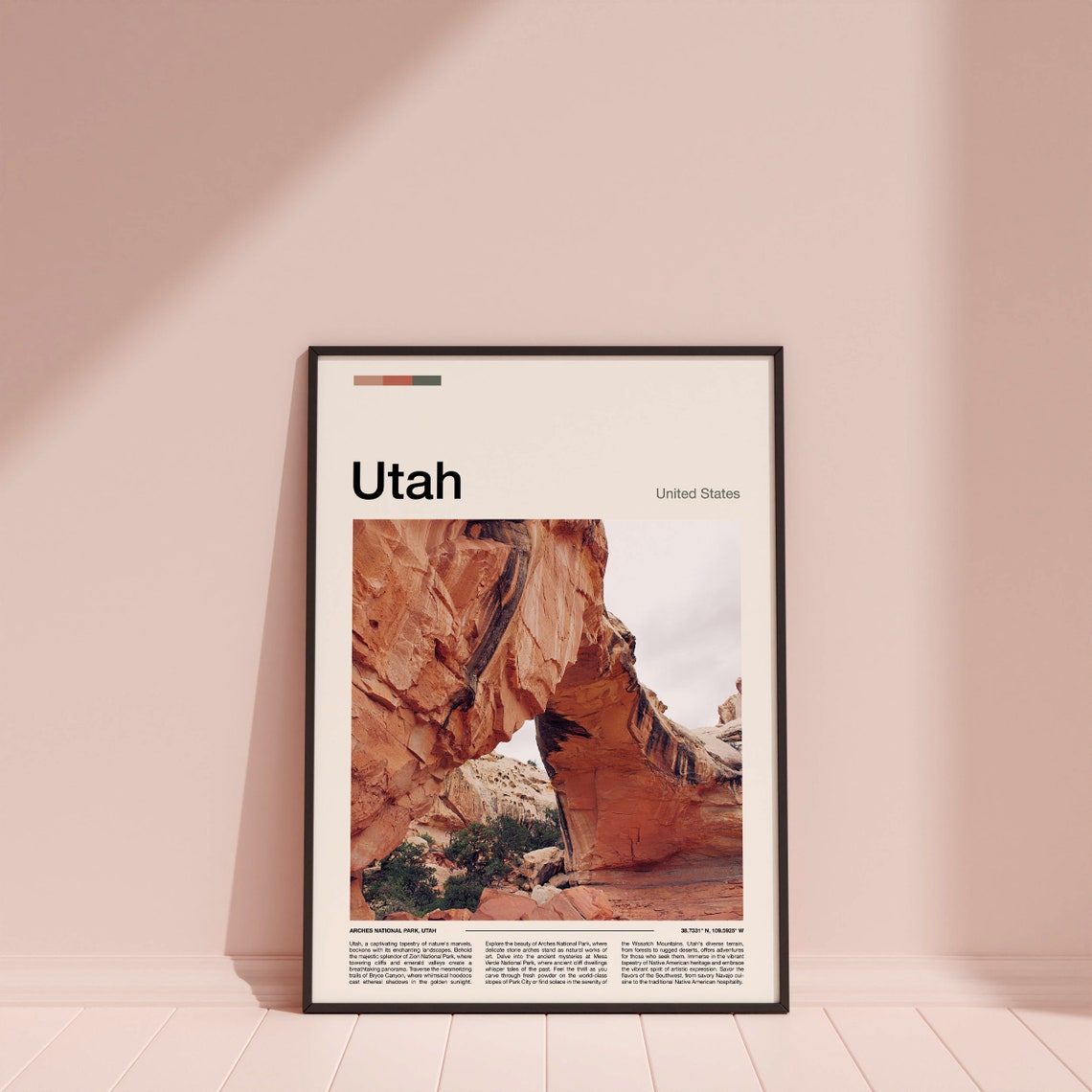 Utah Arches National Park Red Rock Natural Arch Desert View Poster - Image 3