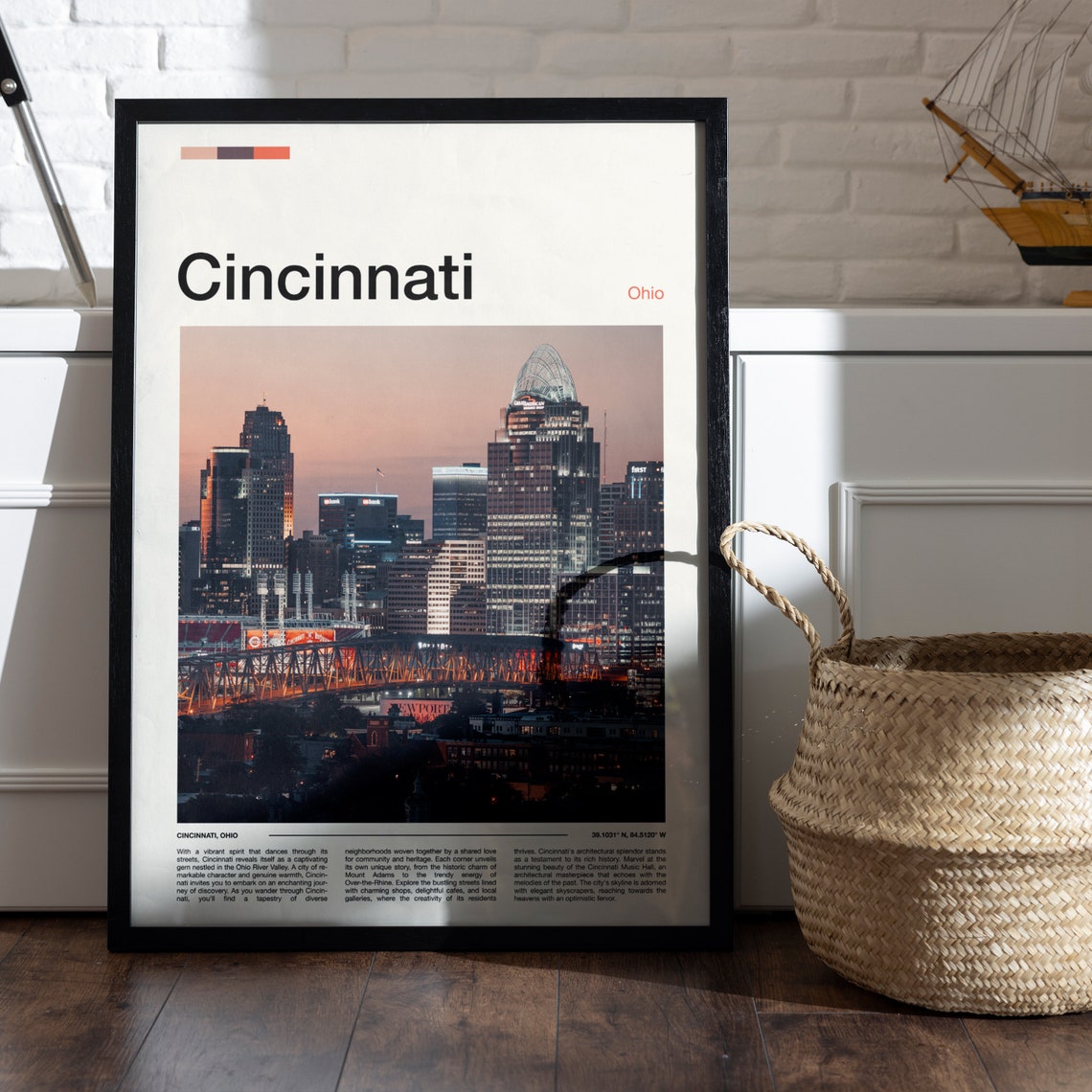 Cincinnati Ohio Downtown Skyline Dusk Riverfront City Poster - Image 5