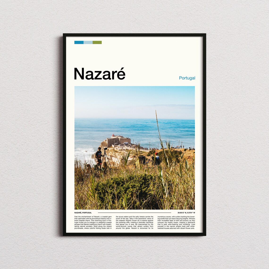 Nazare Portugal Clifftop Beach View Coastal Photography Poster