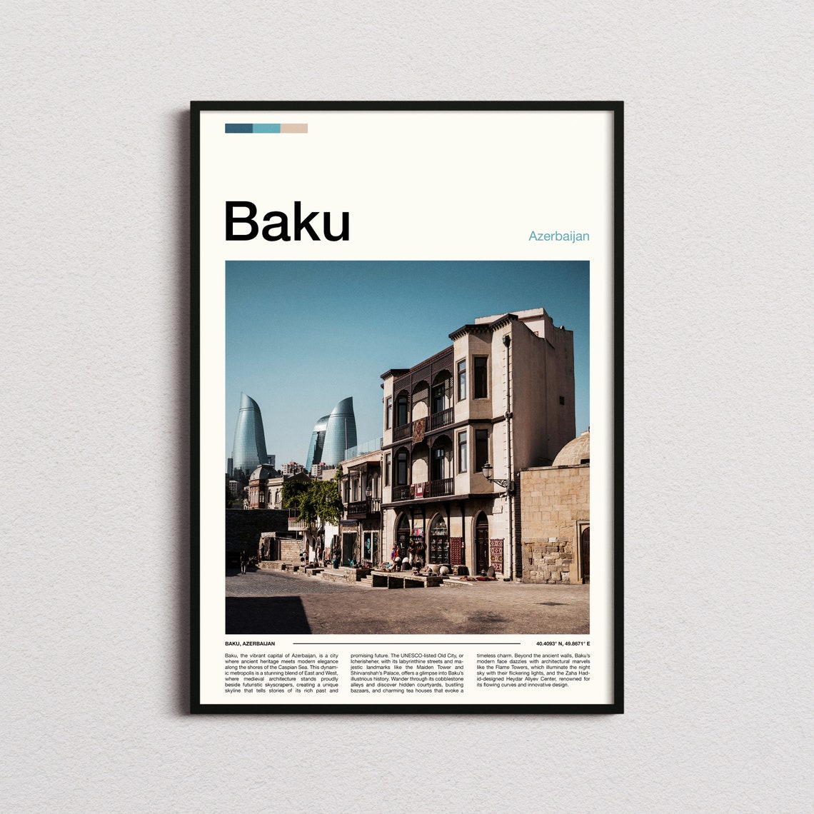 Baku Print Baku Poster Baku Wall Art Baku Art Print Baku Photo Azerbaijan Print Azerbaijan Art
