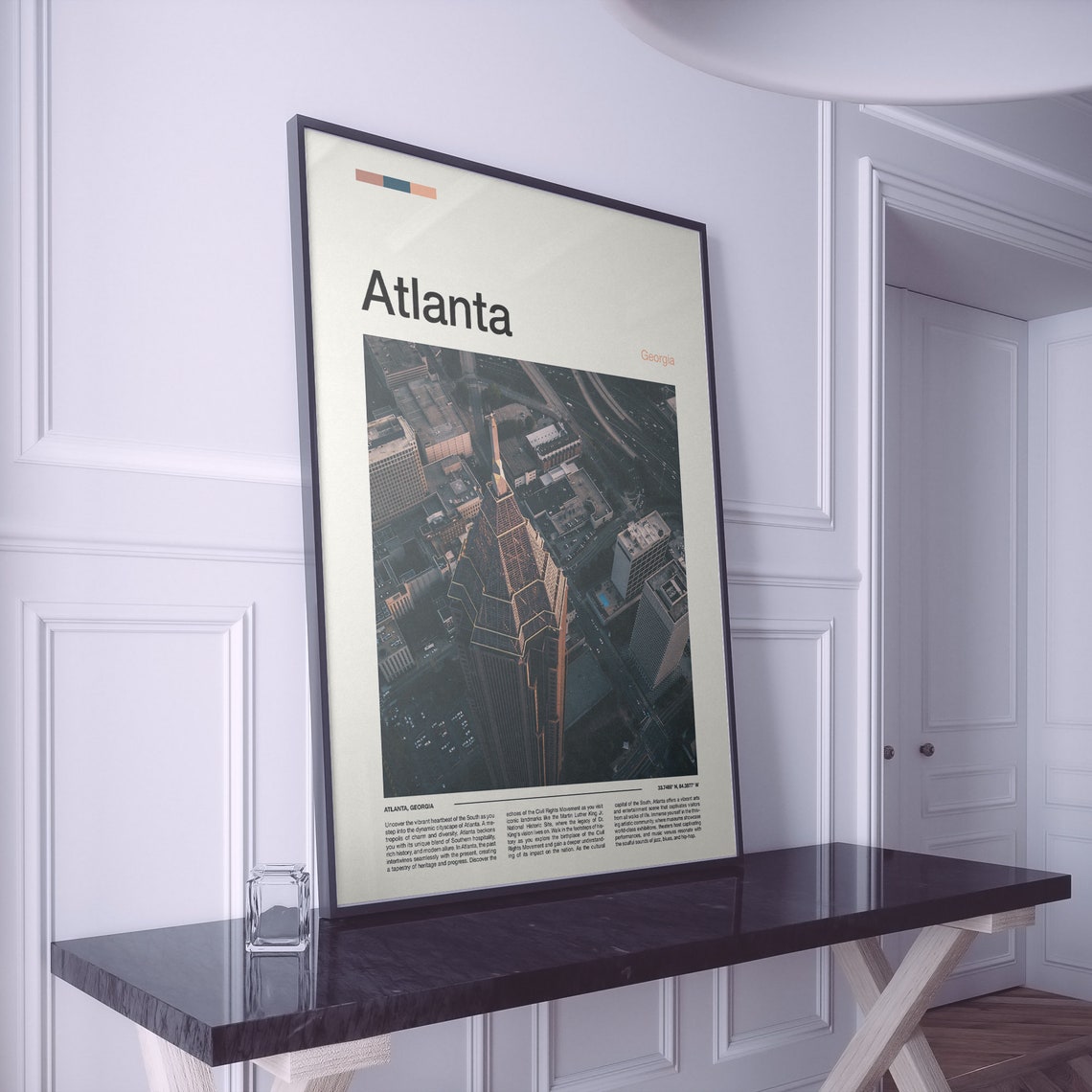 Atlanta Georgia Downtown Skyline Twilight Aerial View Poster - Image 2