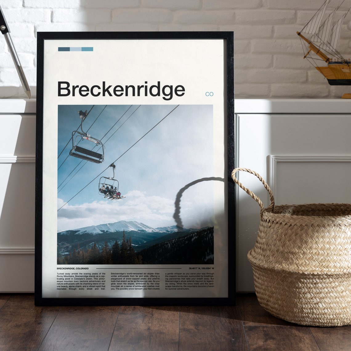 Breckenridge Colorado Chairlift Ski Resort Winter Scene Poster - Image 5