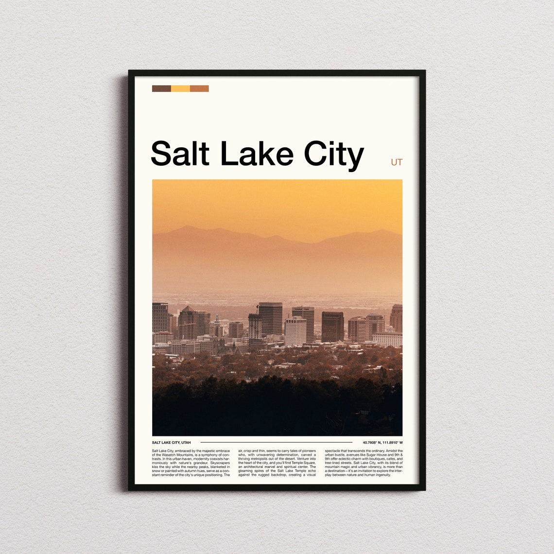 Salt Lake City Print Salt Lake City Poster Salt Lake City Wall Art Utah Art Print Salt Lake City Photo