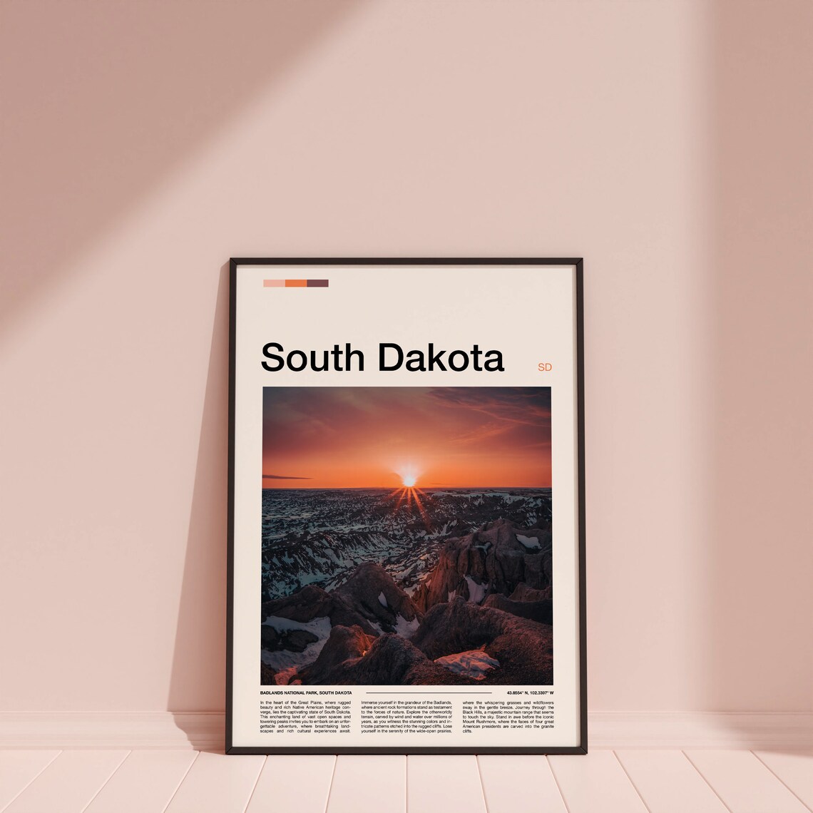 South Dakota Badlands National Park Winter Canyon Sunrise Poster - Image 4