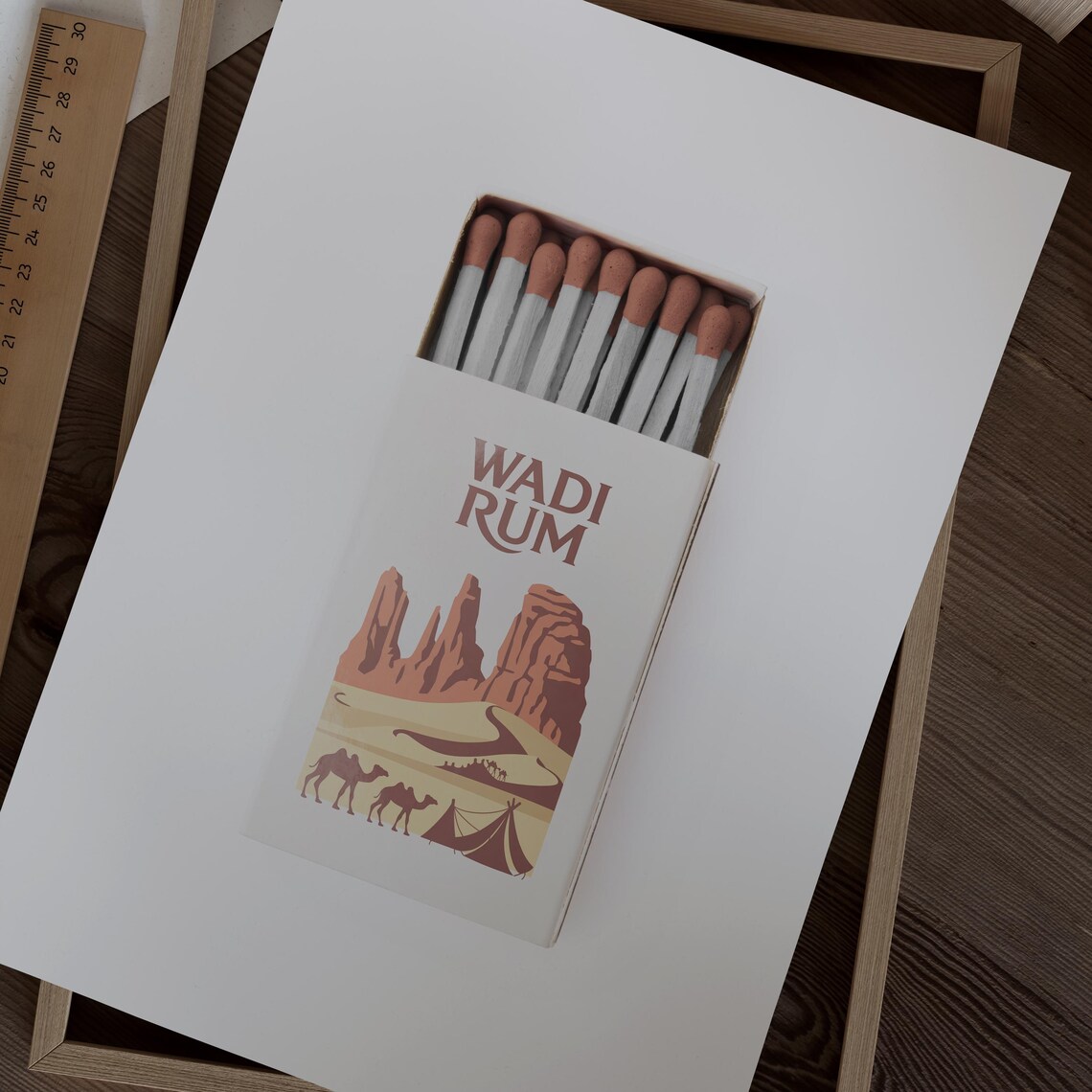 Wadi Rum Jordan Desert Camel Retro Matchbox Art Travel Poster - Image 2