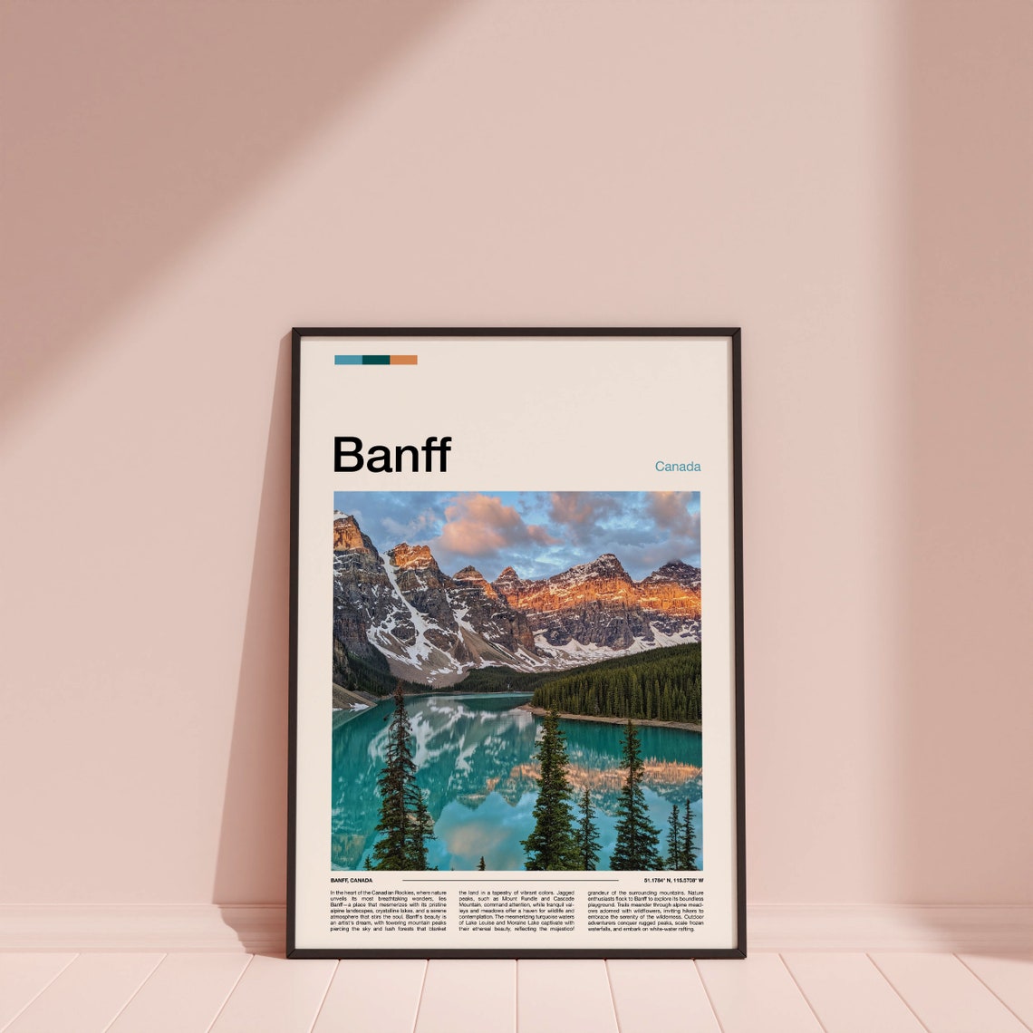 Banff Canada Moraine Lake Turquoise Reflection Peaks Travel Poster - Image 3