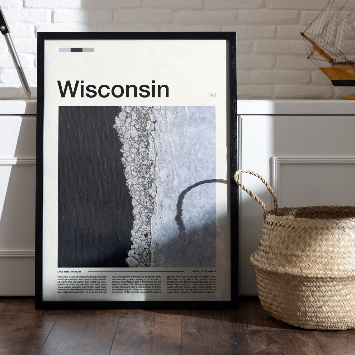 Wisconsin Frozen Lake Aerial Ice and Water Abstract Photography Poster - Image 5