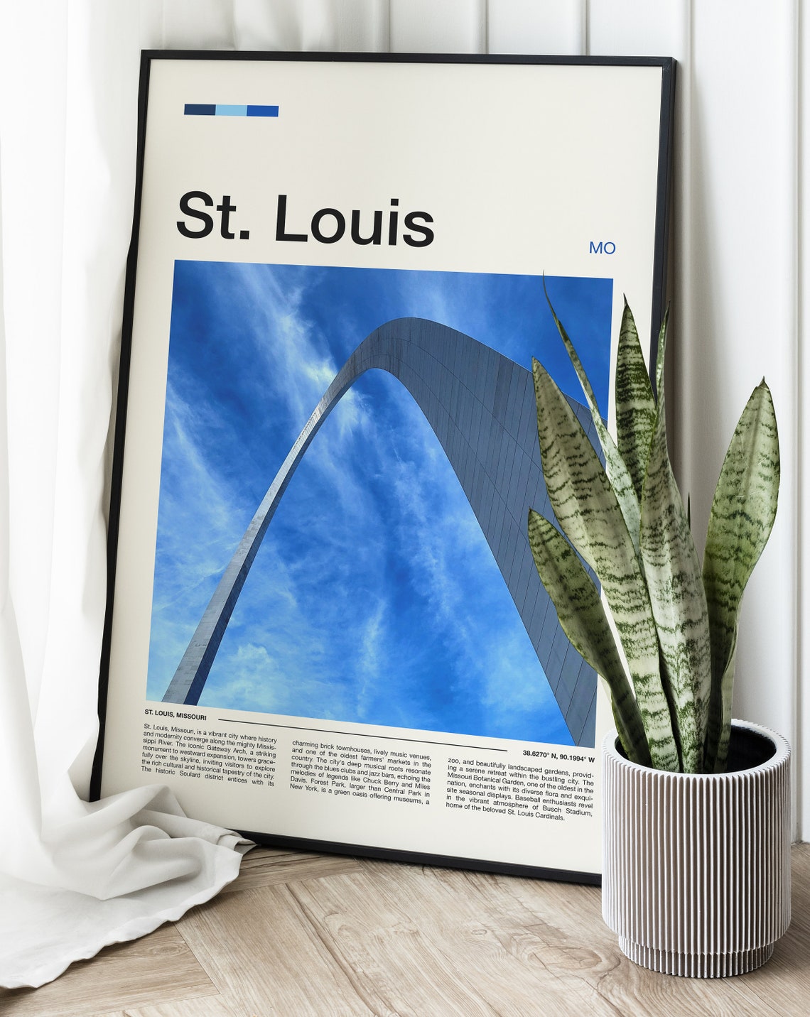 St. Louis Missouri Gateway Arch Upward Blue Sky Monument Poster - Image 2